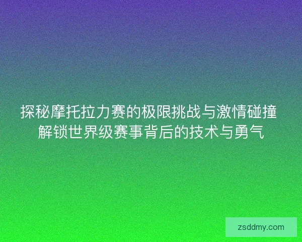 探秘摩托拉力赛的极限挑战与激情碰撞 解锁世界级赛事背后的技术与勇气