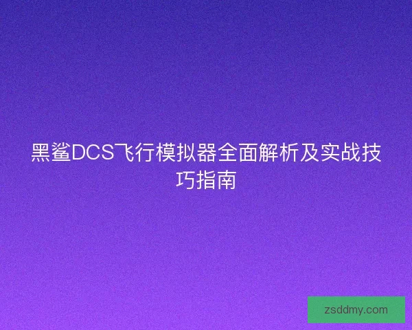 黑鲨DCS飞行模拟器全面解析及实战技巧指南