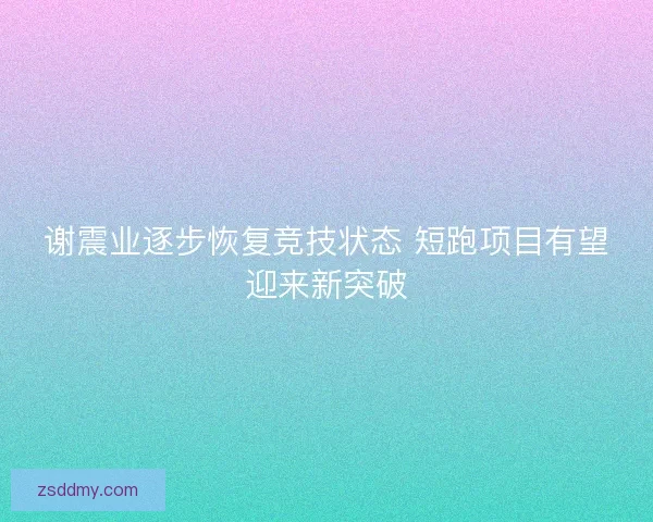 谢震业逐步恢复竞技状态 短跑项目有望迎来新突破