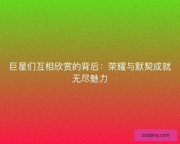 巨星们互相欣赏的背后：荣耀与默契成就无尽魅力