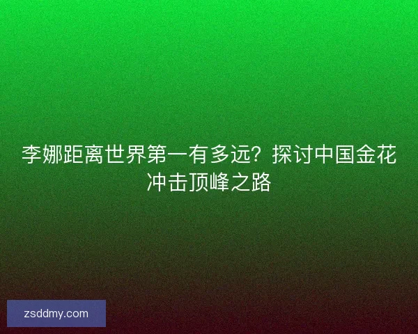 李娜距离世界第一有多远？探讨中国金花冲击顶峰之路